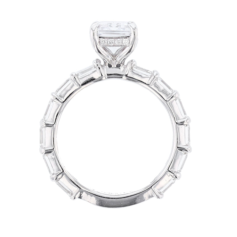 14K White Gold Emerald Cut Diamond Engagement Ring - Nazarelle