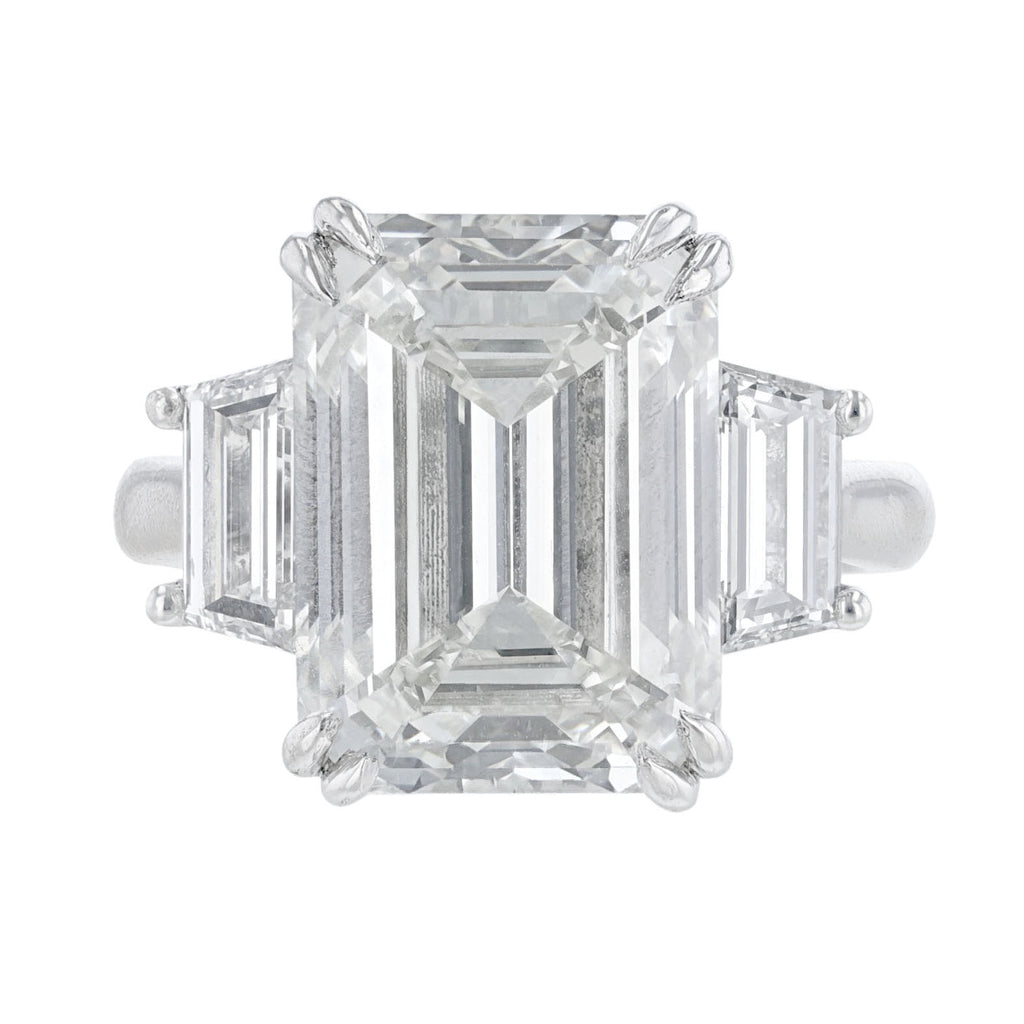 Three Stone Emerald Cut Diamond Engagement Ring, 11.29ct. - Nazarelle