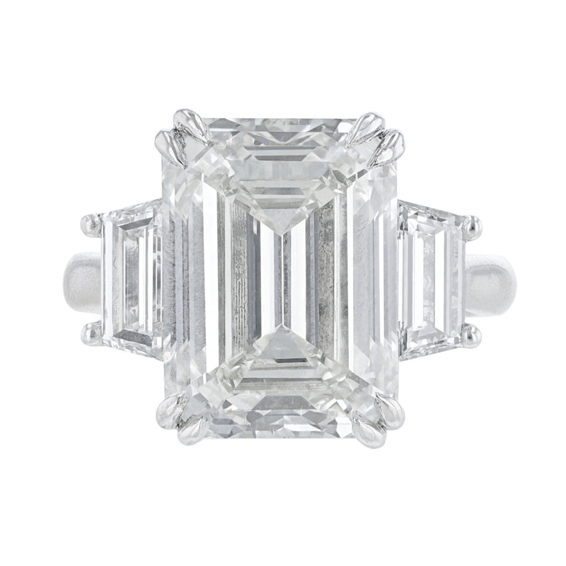 Three Stone Emerald Cut Diamond Engagement Ring, 11.29ct. - Nazarelle