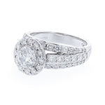 Round Halo Triple-Row Shank Diamond Ring, 1.80ct. - Nazarelle