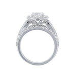 Round Halo Triple-Row Shank Diamond Ring, 1.80ct. - Nazarelle