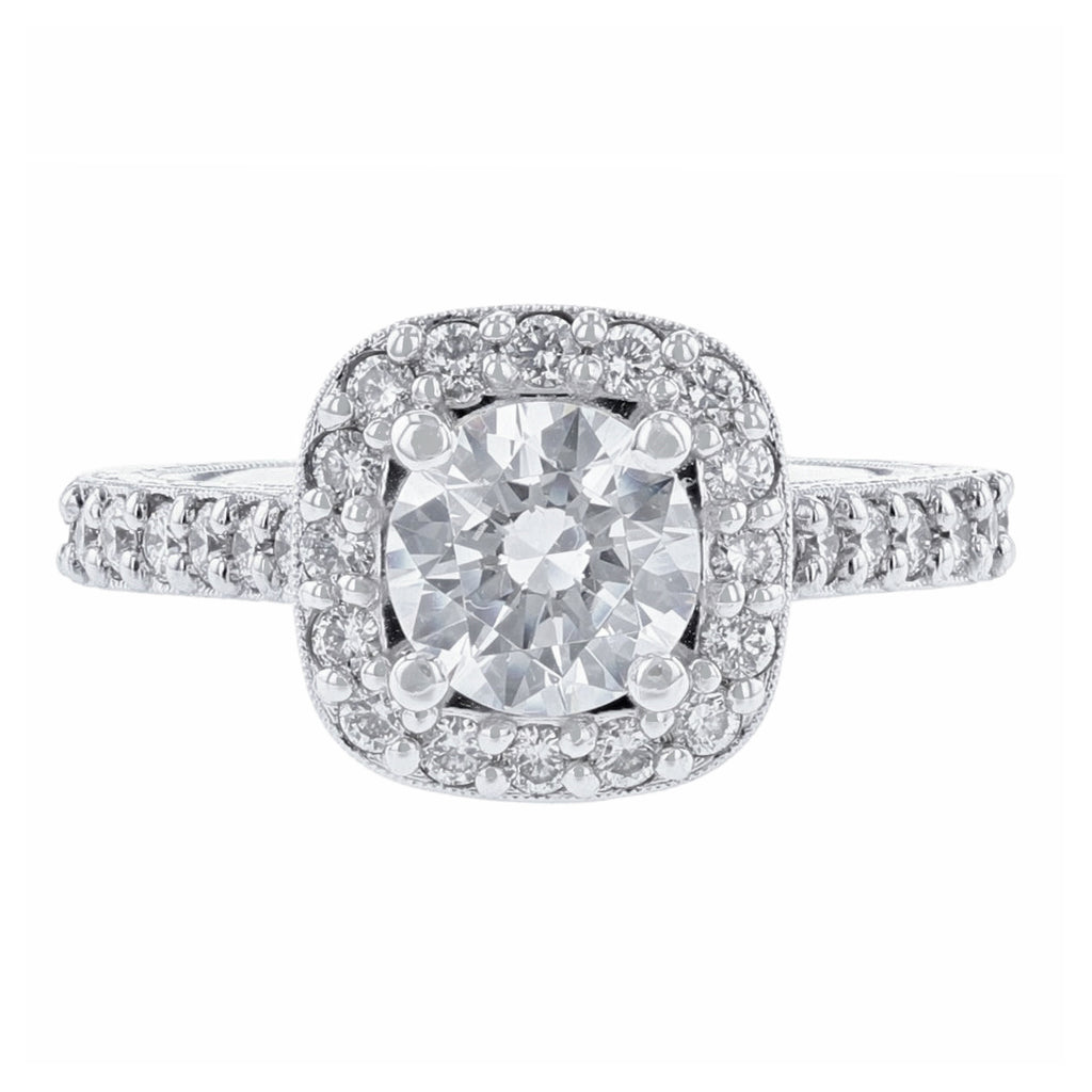 Cushion Shape Halo Diamond Engagement Ring, 0.64ct. - Nazarelle