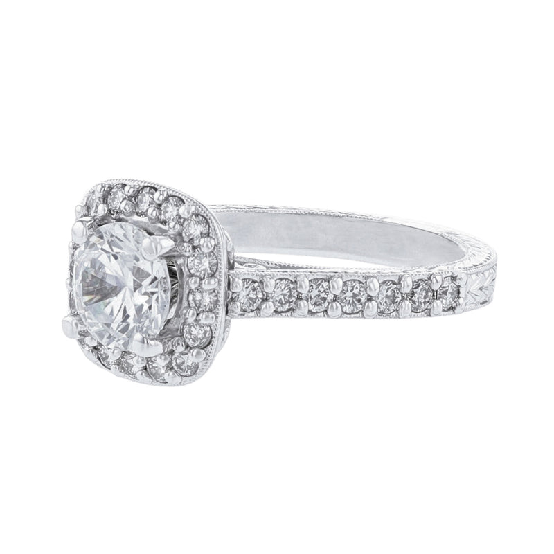 Cushion Shape Halo Diamond Engagement Ring, 0.64ct. - Nazarelle