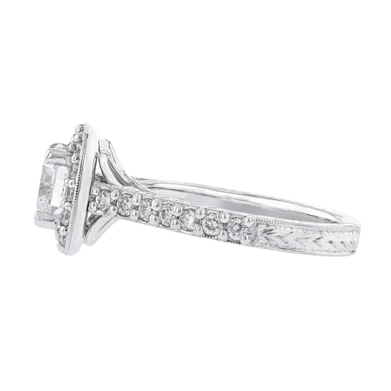 Cushion Shape Halo Diamond Engagement Ring, 0.64ct. - Nazarelle