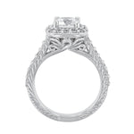 Cushion Shape Halo Diamond Engagement Ring, 0.64ct. - Nazarelle