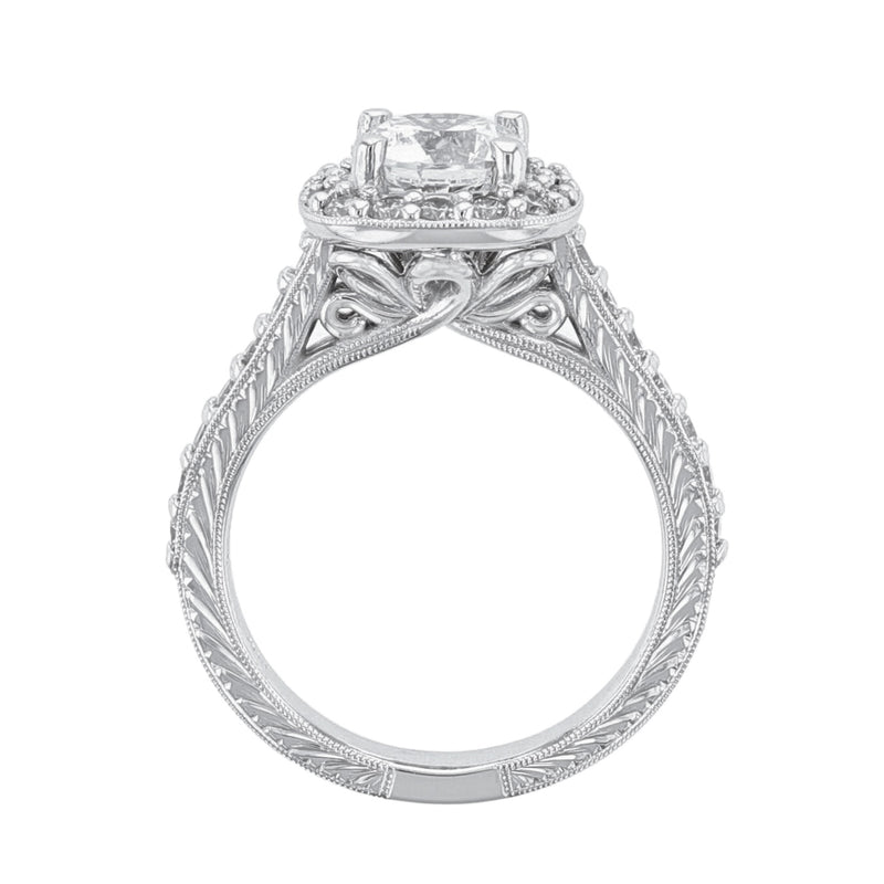 Cushion Shape Halo Diamond Engagement Ring, 0.64ct. - Nazarelle