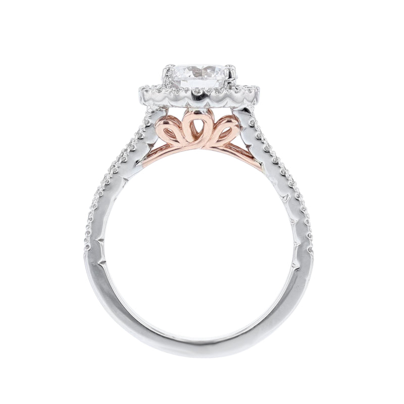 14K White and Rose Gold Round Diamond Engagement Ring - Nazarelle
