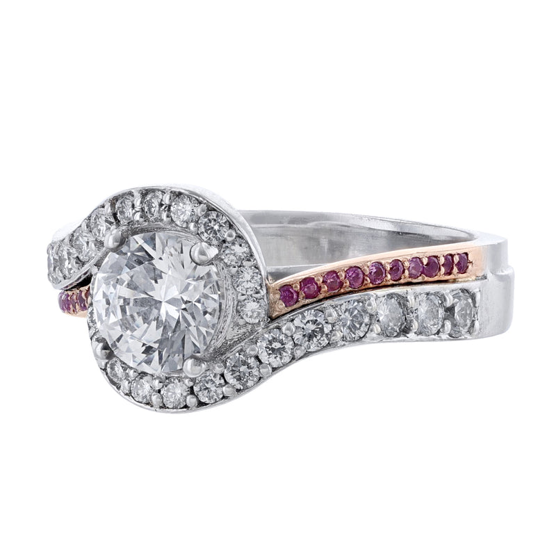 Twisted Halo Pink Sapphire Diamond Ring - Nazarelle