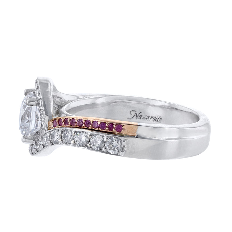 Twisted Halo Pink Sapphire Diamond Ring - Nazarelle