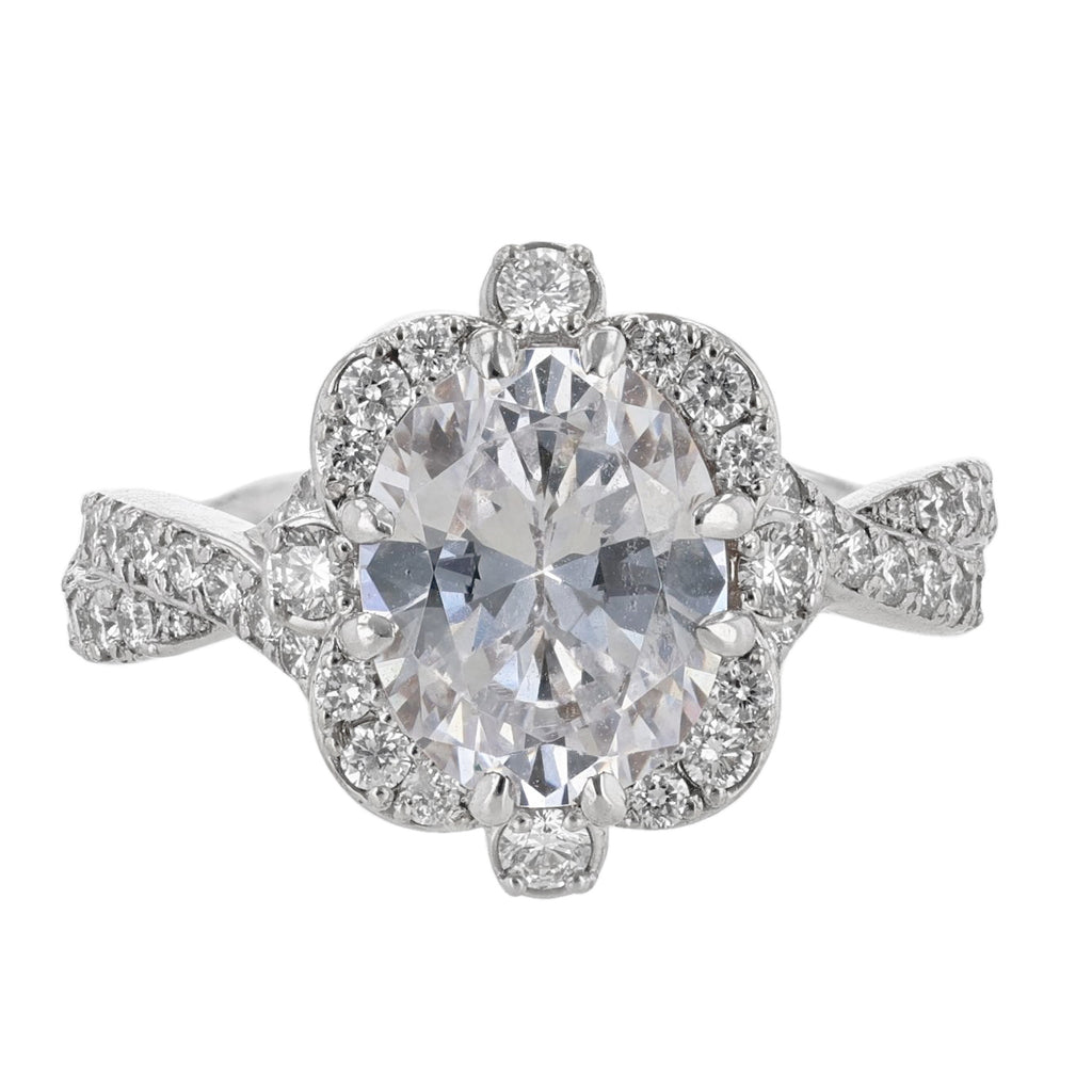 18K White and 14K Rose Gold Oval Diamond Engagement Ring - Nazarelle