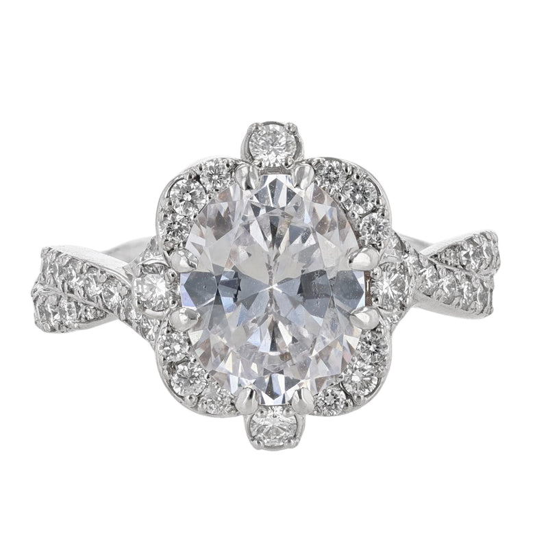 18K White and 14K Rose Gold Oval Diamond Engagement Ring - Nazarelle