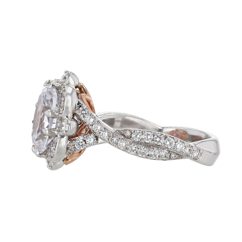18K White and 14K Rose Gold Oval Diamond Engagement Ring - Nazarelle