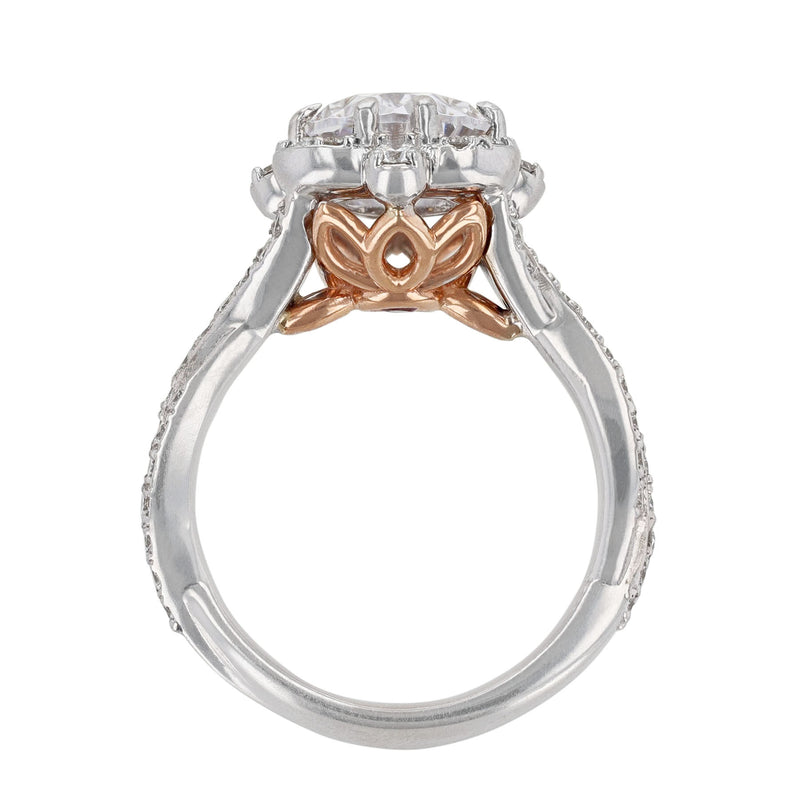 18K White and 14K Rose Gold Oval Diamond Engagement Ring - Nazarelle