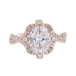14K Rose Gold Oval Diamond Engagement Ring - Nazarelle