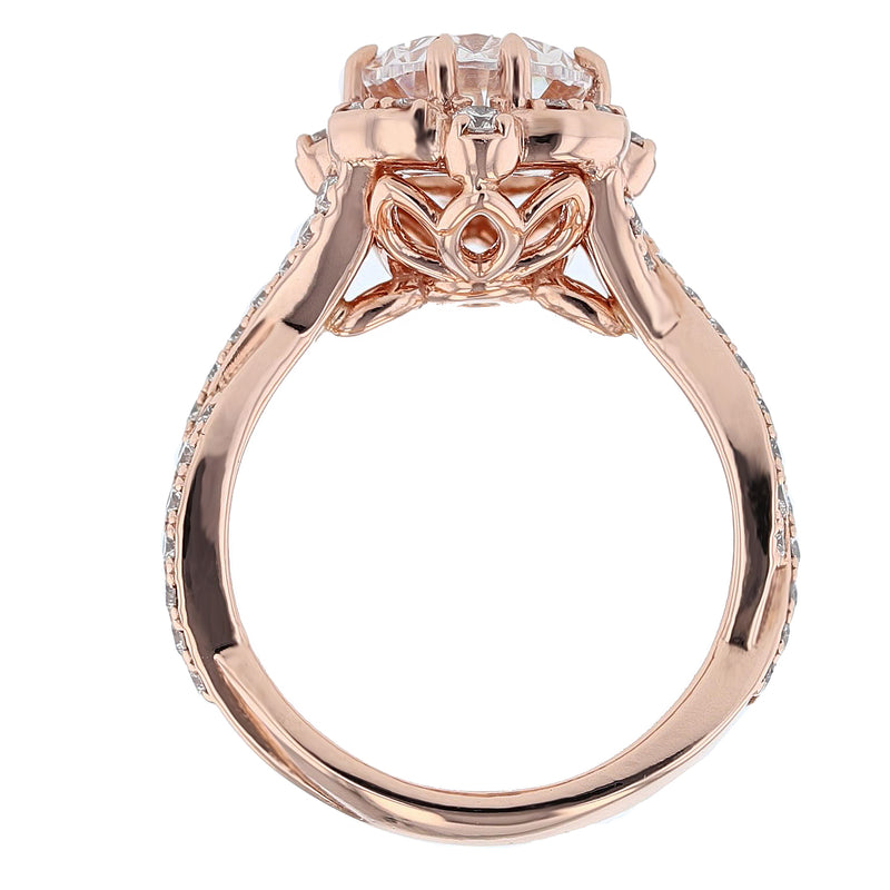 14K Rose Gold Oval Diamond Engagement Ring - Nazarelle