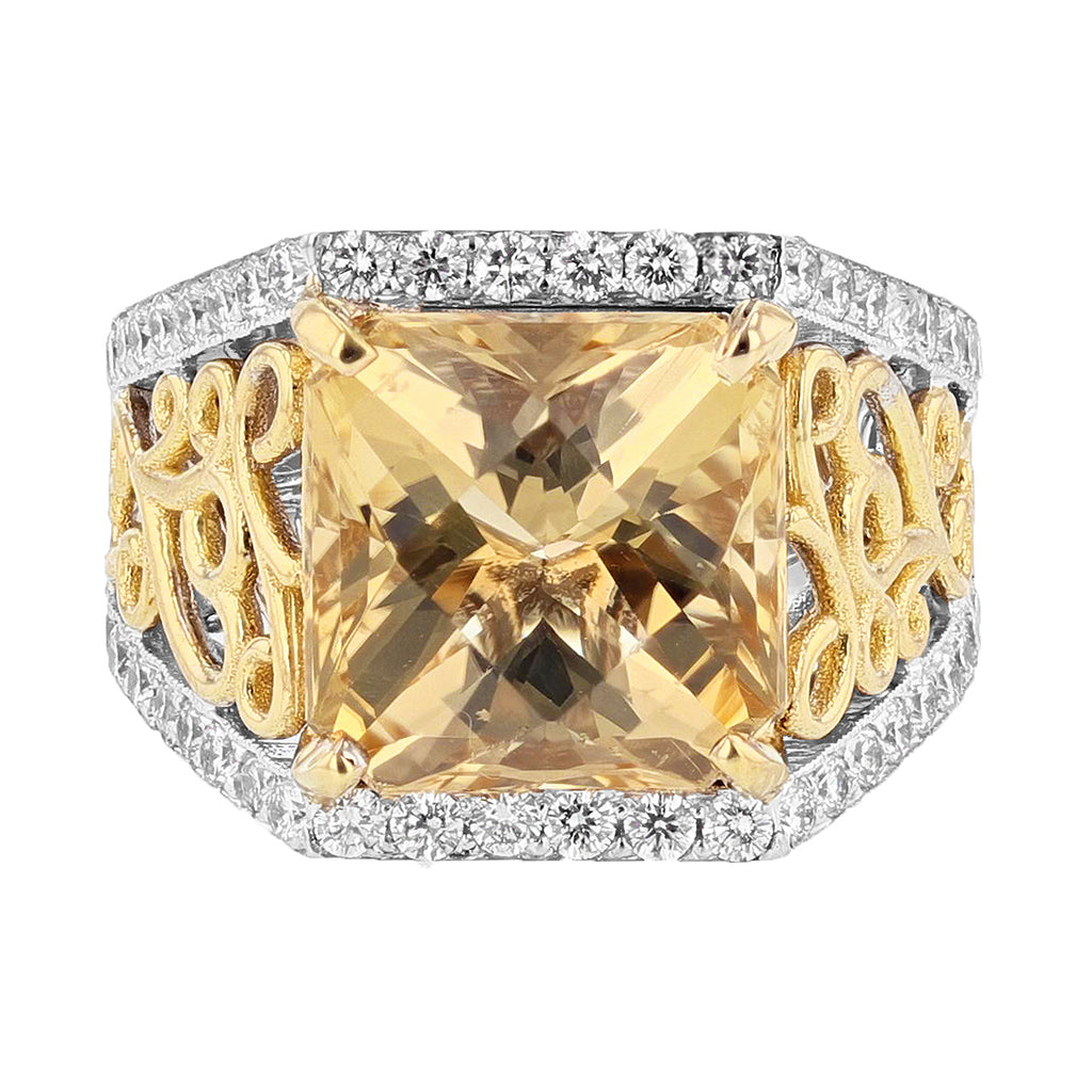 14K White and Yellow Gold Scapolite and Diamond Ring - Nazarelle