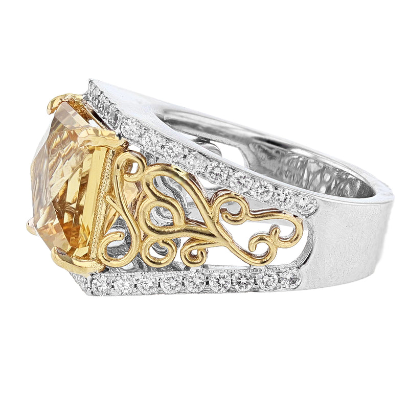 14K White and Yellow Gold Scapolite and Diamond Ring - Nazarelle