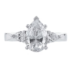 Three Stone Pear Diamond Engagement Ring - Nazarelle