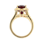 18K Yellow Gold Oval Garnet and Diamond Ring - Nazarelle