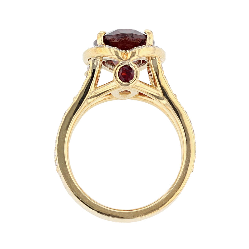 18K Yellow Gold Oval Garnet and Diamond Ring - Nazarelle