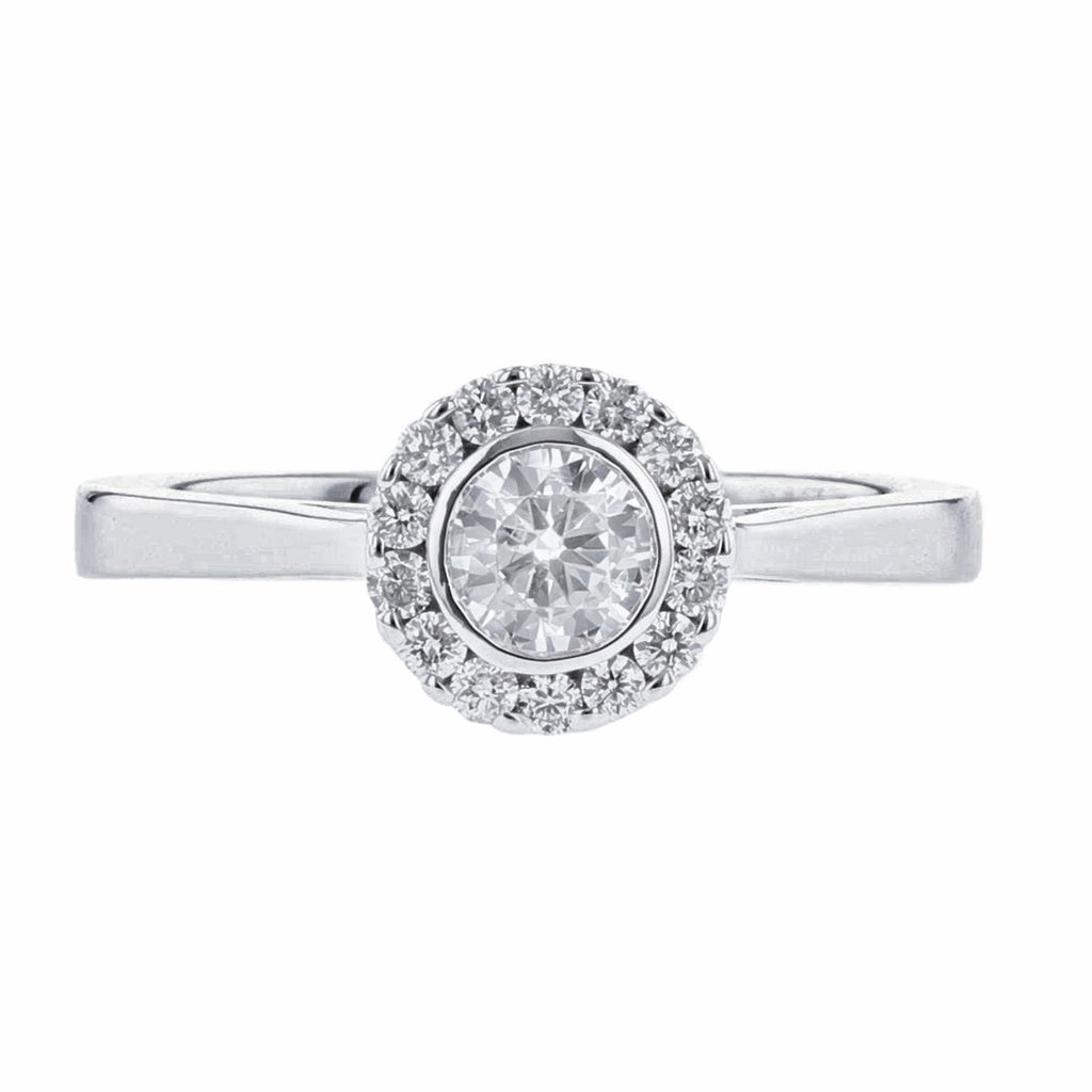 Solitaire Round Halo Diamond Engagement Ring - Nazarelle
