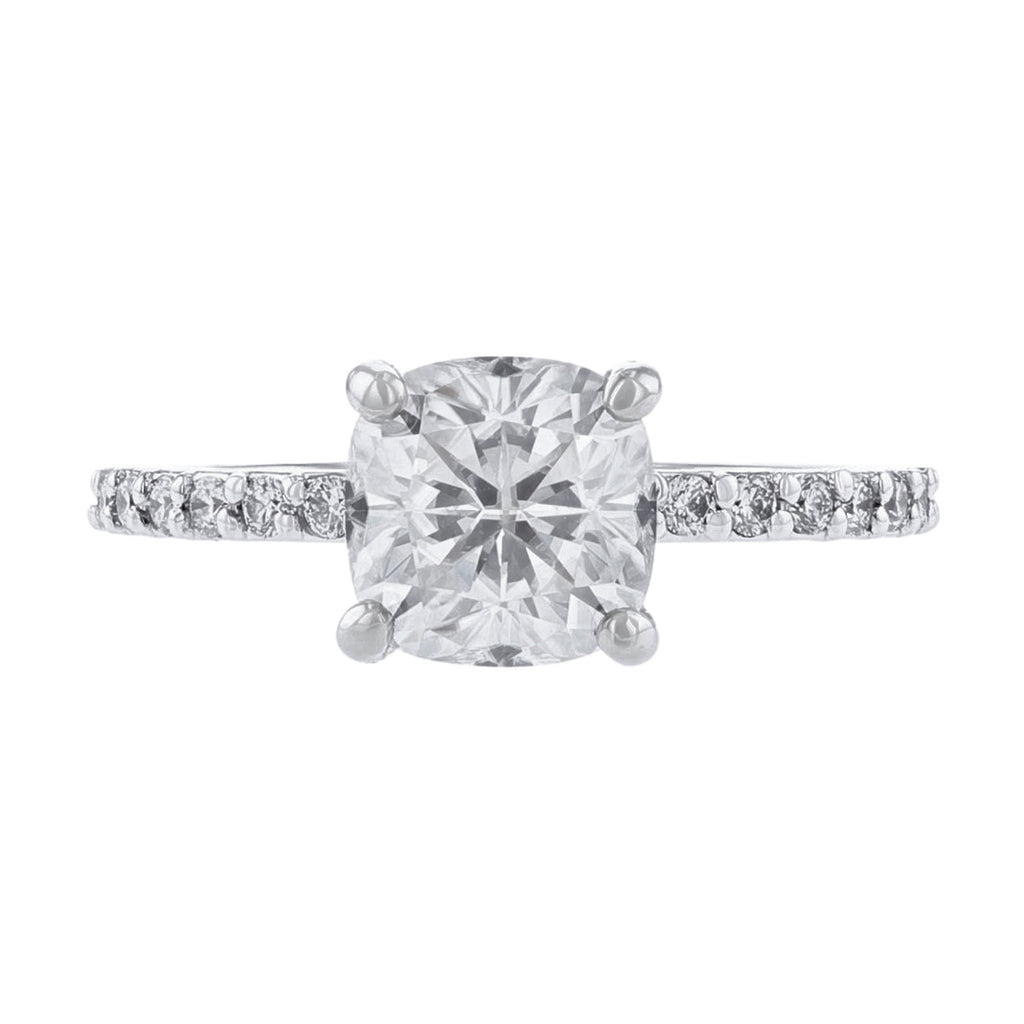 14K White Gold Classic Diamond Accented Ring - Nazarelle