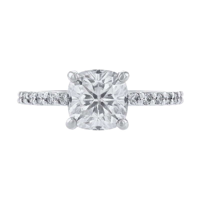 14K White Gold Classic Diamond Accented Ring - Nazarelle