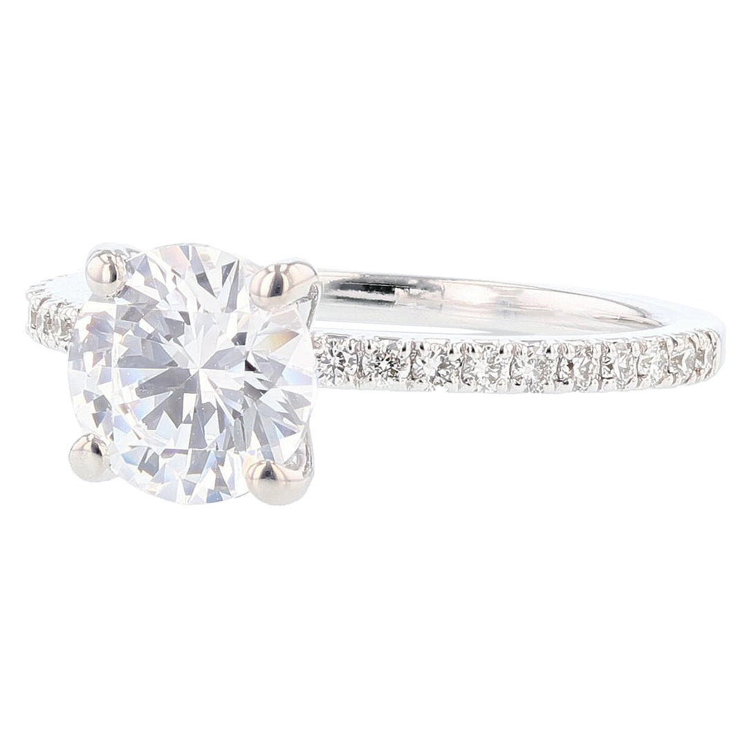 14K White Gold Round Diamond Engagement Ring - Nazarelle