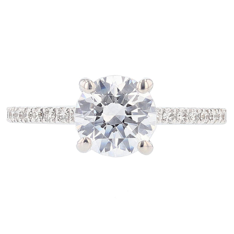 14K White Gold Round Diamond Engagement Ring - Nazarelle