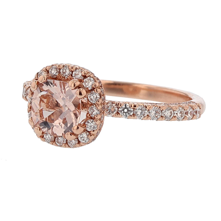 14K Rose Gold Cushion Morganite Engagement Ring - Nazarelle