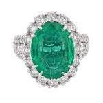 14K White Gold 7.60 Carat Beryl Emerald Diamond Ring - Nazarelle
