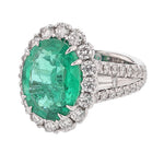 14K White Gold 7.60 Carat Beryl Emerald Diamond Ring - Nazarelle