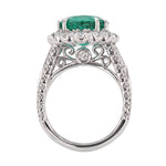 14K White Gold 7.60 Carat Beryl Emerald Diamond Ring - Nazarelle