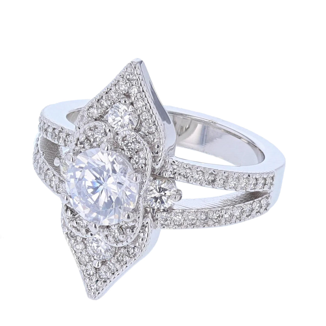 Round Diamond Victorian Style Split Shank Engagement Ring - Nazarelle