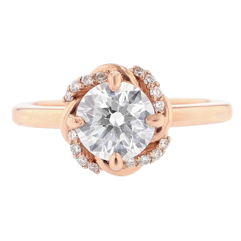 14K Rose Gold Round Diamond Engagement Ring - Nazarelle
