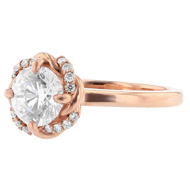14K Rose Gold Round Diamond Engagement Ring - Nazarelle