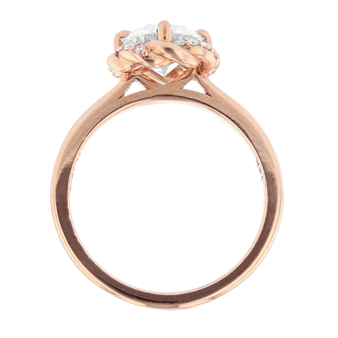 14K Rose Gold Round Diamond Engagement Ring - Nazarelle