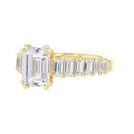 18K Yellow Gold Emerald Cut Diamond Engagement Ring - Nazarelle