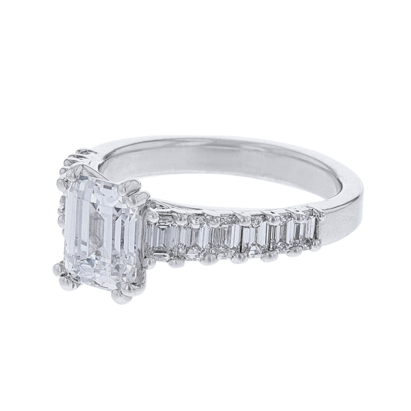 Emerald Cut Accented Diamond Ring, 1.30ct. - Nazarelle