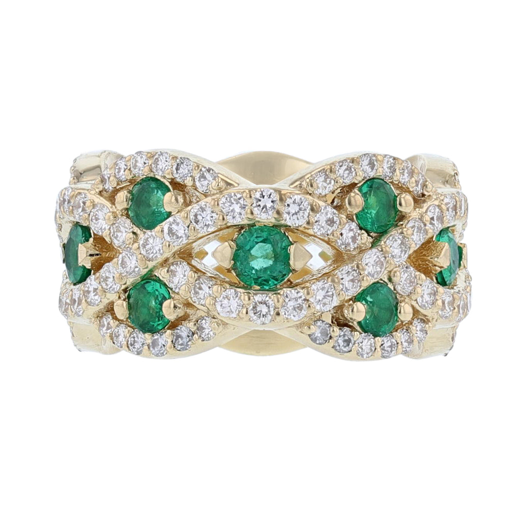 Eternity Right Hand Ring, Emerald and Diamond - Nazarelle