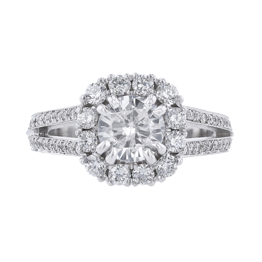 Cushion Shape Split Shank Diamond Ring, 0.96ct. - Nazarelle