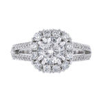 Cushion Shape Split Shank Diamond Ring, 0.96ct. - Nazarelle