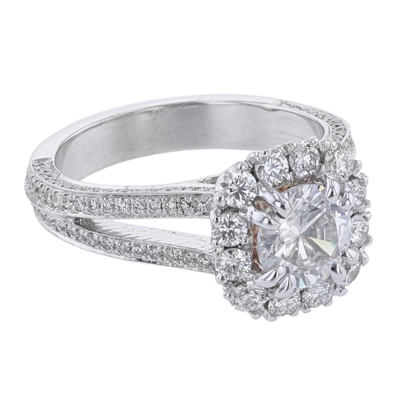 Cushion Shape Split Shank Diamond Ring, 0.96ct. - Nazarelle