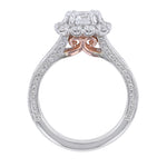 Cushion Shape Split Shank Diamond Ring, 0.96ct. - Nazarelle
