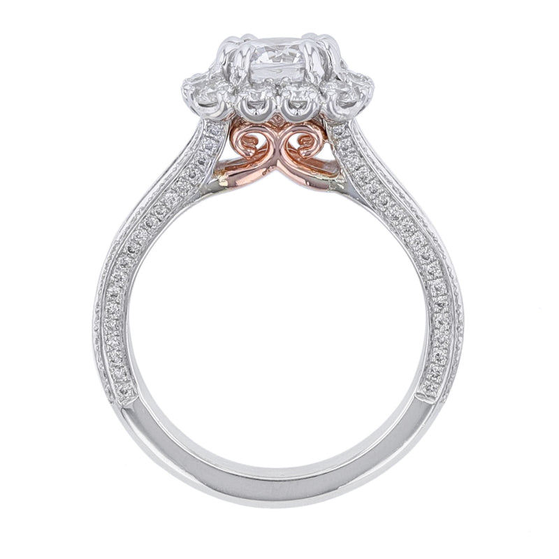 Cushion Shape Split Shank Diamond Ring, 0.96ct. - Nazarelle