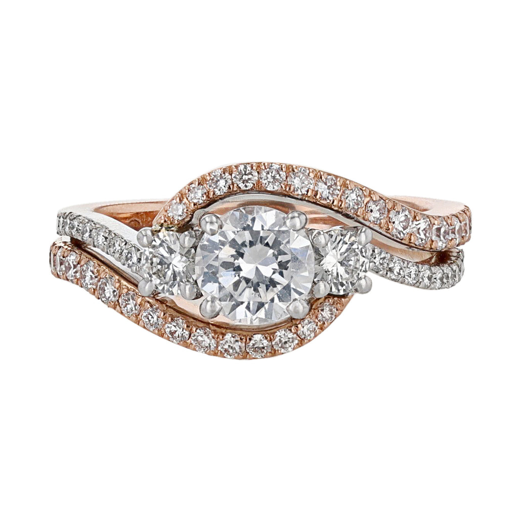 14K Two Tone Gold Double Twist Diamond Ring - Nazarelle