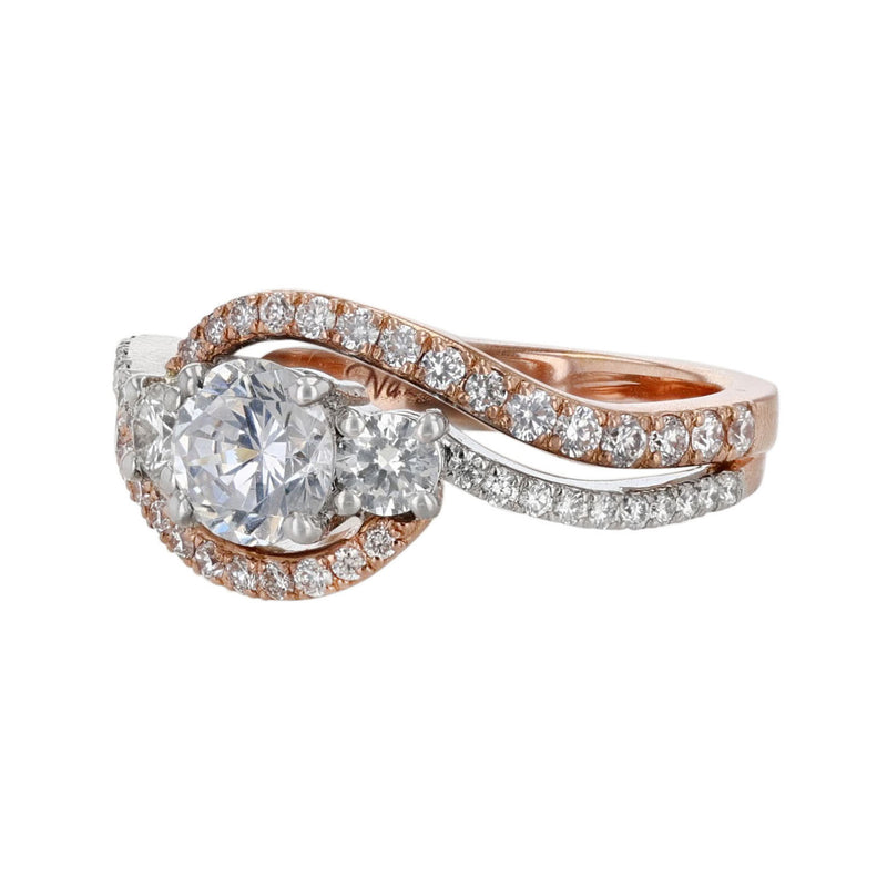 14K Two Tone Gold Double Twist Diamond Ring - Nazarelle