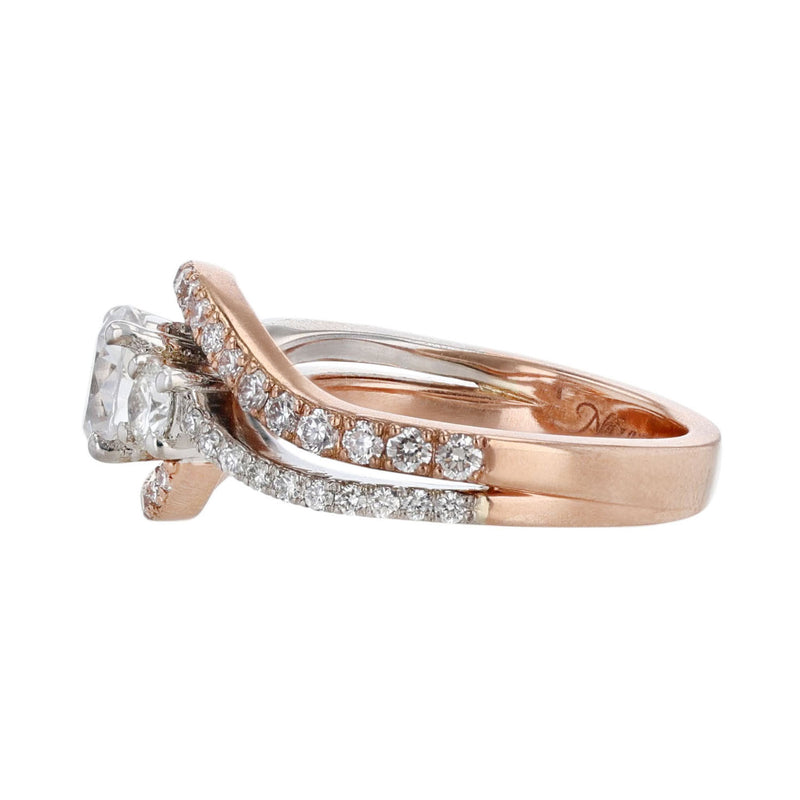 14K Two Tone Gold Double Twist Diamond Ring - Nazarelle