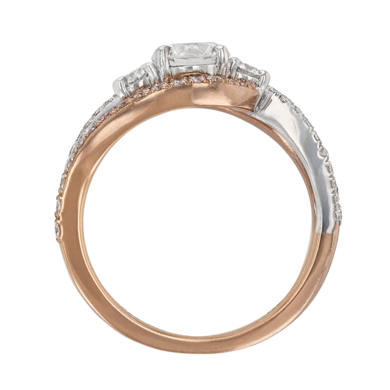 14K Two Tone Gold Double Twist Diamond Ring - Nazarelle