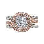 14K Two Tone Round Twist Diamond Engagement Ring - Nazarelle